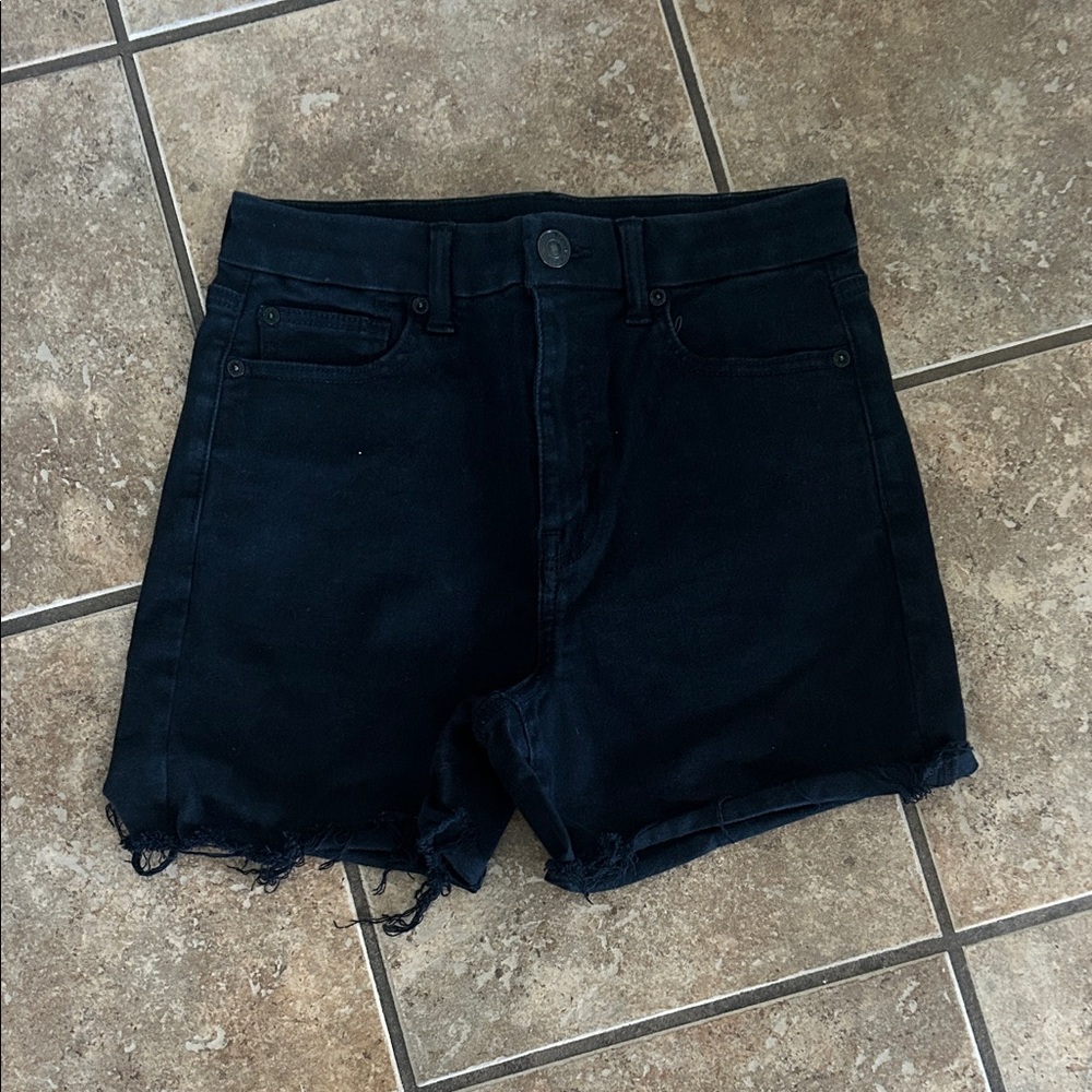 American Eagle Outfitters Women’s Black Curvy Hi-Rise Shortie Jean Shorts Size 6